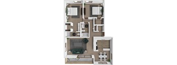 2 bedroom 1.5 bathroom apartment at The Oaks at Prairie View Apartments in Kansas City
