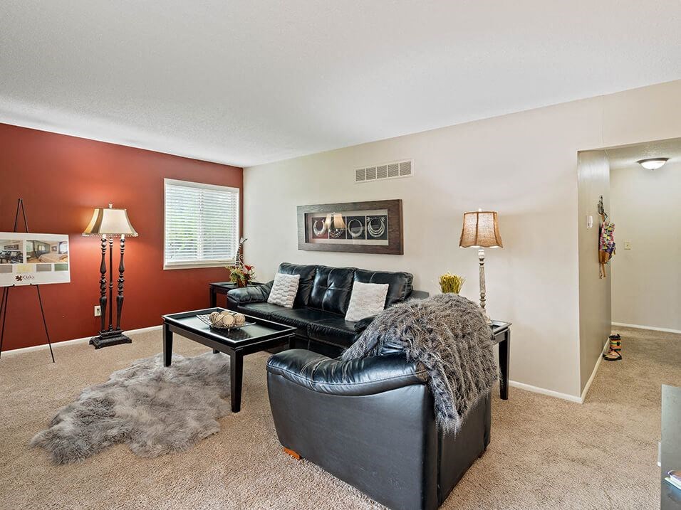 a living room with a couch and a chair