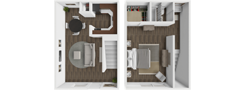 a floor plan of a apartment with one bedroom and a bathroom