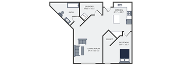 a floor plan of a bedroom apartment