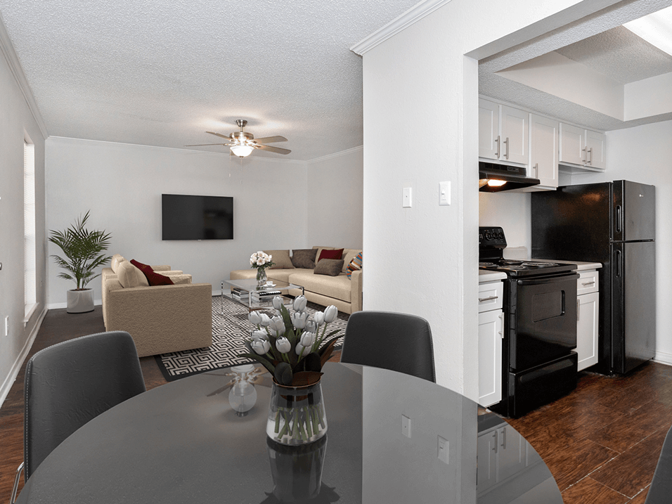 apartment with a dining room table