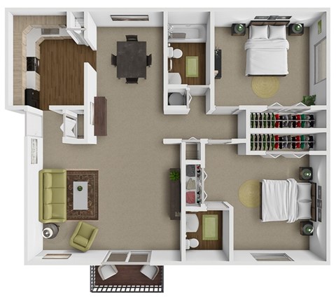 A 2 bedroom apartment at Tiffany Woods Apartments