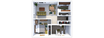 1 bed 1 bath floor plan at village green apartments