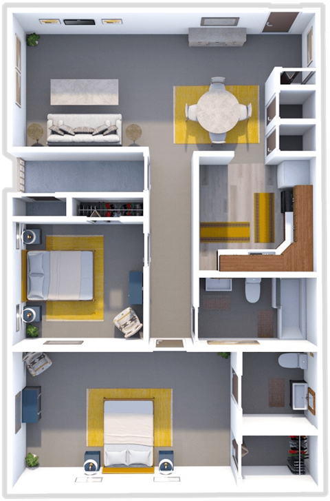 2 bed 1 and a half bath floor plan at venice heights