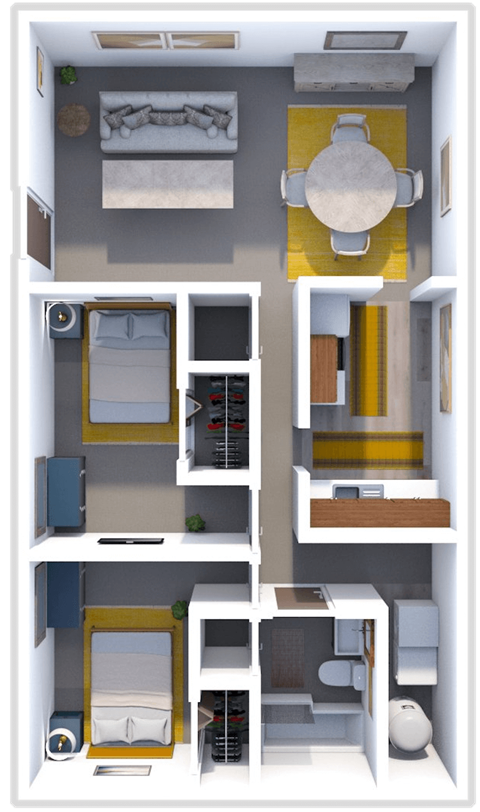 2 bed 1 bath floor plan at venice heights