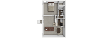 a floor plan of a bedroom with a bathroom and a living room