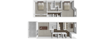 a floor plan of a house with a bedroom and a living room