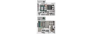 a model of a house and a floor plan of a building