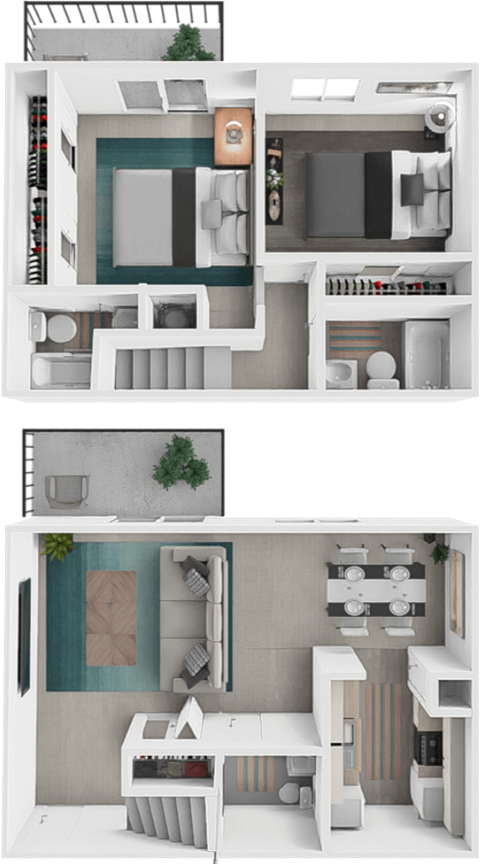a model of a house and a floor plan of a building