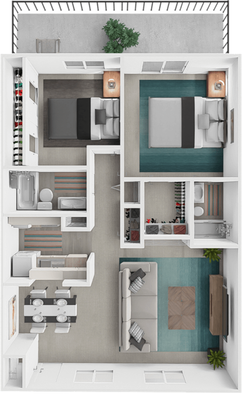 a 3d rendering of a floor plan of a house