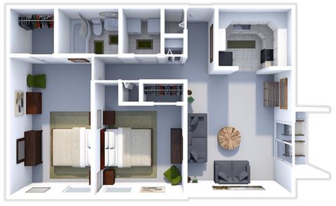 a floor plan of a 2 bedroom apartment
