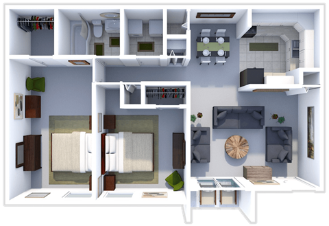 a floor plan of a 2 bedroom apartment
