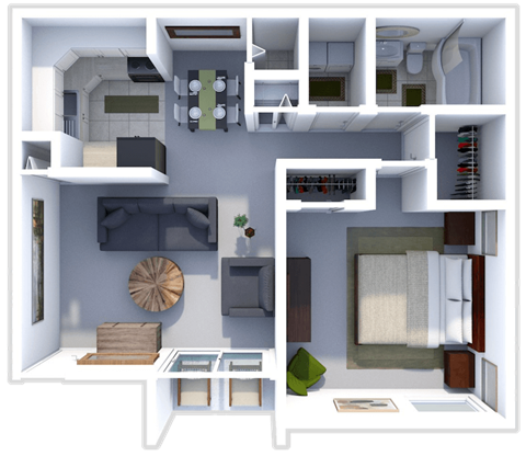 a floor plan of a 1 bedroom apartment