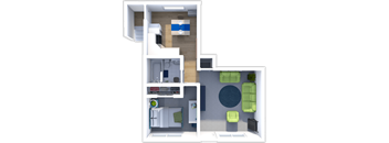 a floor plan of a one bedroom apartment