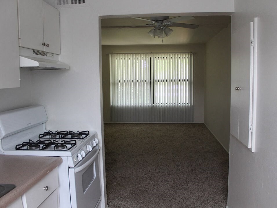 kitchen and living room