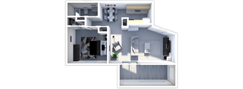 a floor plan of a one bedroom apartment with a bathroom and living room