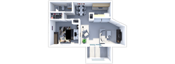 a floor plan of a 1 bedroom apartment