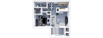 a floor plan of a 1 bedroom apartment