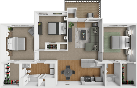 Three bedroom floor plan