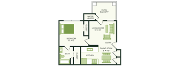 one bedroom floor plan at village woods apartments