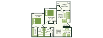 two bedroom floor plan at village woods