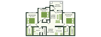 three bedroom floor plan at village woods