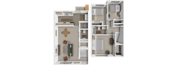 Abode Townhome floor plan at Villa West Apartments