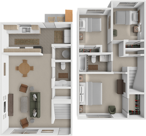 Abode Townhome floor plan at Villa West Apartments