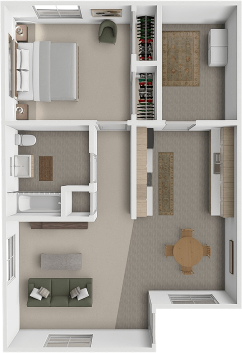Bungalow floor plan at Villa West Apartments