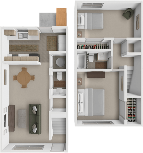 Retreat Townhome floor plan at Villa West Apartments