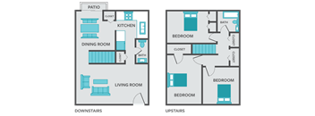 3 bedroom townhome floor plan