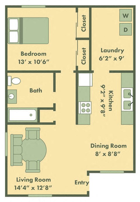one bedroom apartment floor plan