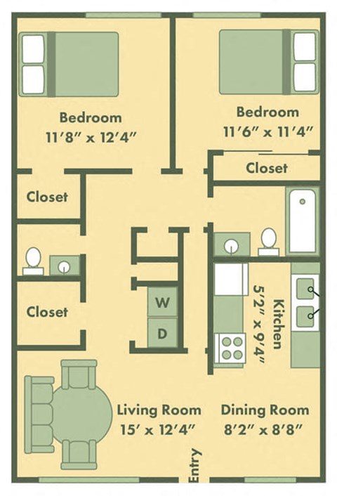 floor plan 2 bedroom apt for rent