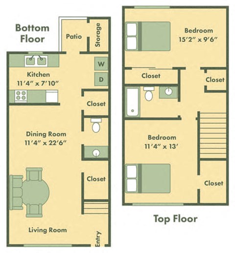 two bedroom townhome for rent