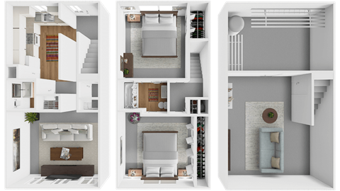 two bed one and a half bath floor plan townhome at westborough arm