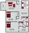 2 bedroom apartment floor plan