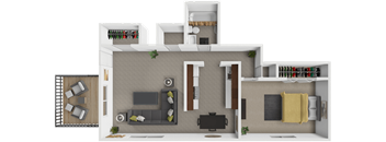 1 bed 1 bath floor plan at West Broadway Apartments
