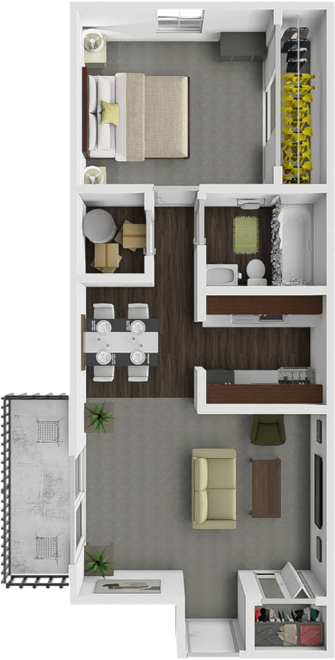 one bedroom floor plan at Walnut Creek Apartments