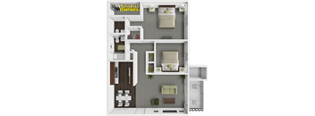 two bedroom floor plan at Walnut Creek Apartments