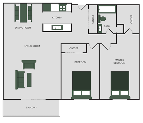 2 Bedroom Ploor Plan at Windsor Gates