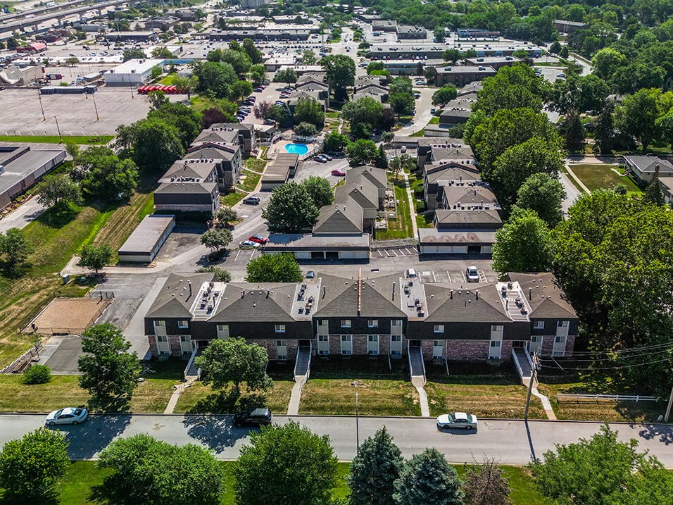 aerial view of a large suburban neighborhood with many homes