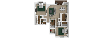 2 bed 2 bath Cedar Crest floor plan