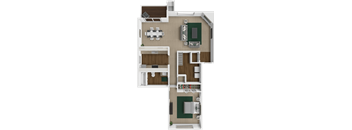 1 bed 1 bath Oak Ridge floor plan