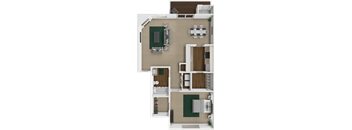 1 bed 1 bath Pine Bluff floor plan