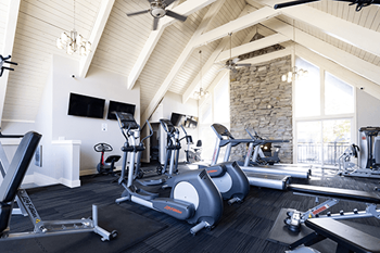 the gym is equipped with a variety of exercise equipment
