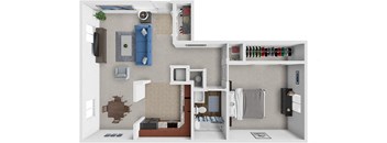 a floor plan of a house with a bedroom and a bathroom