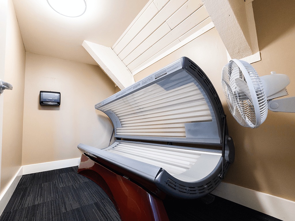 A tanning bed for resident use at westminster apartments and townhomes