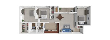 a floor plan with a bedroom and a living room