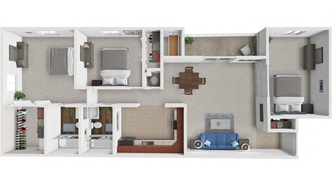 a floor plan with a bedroom and a living room