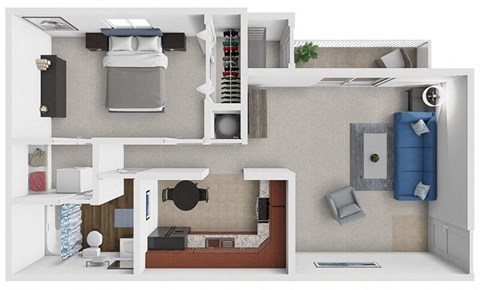 a floor plan of a bedroom with a bathroom and a living room